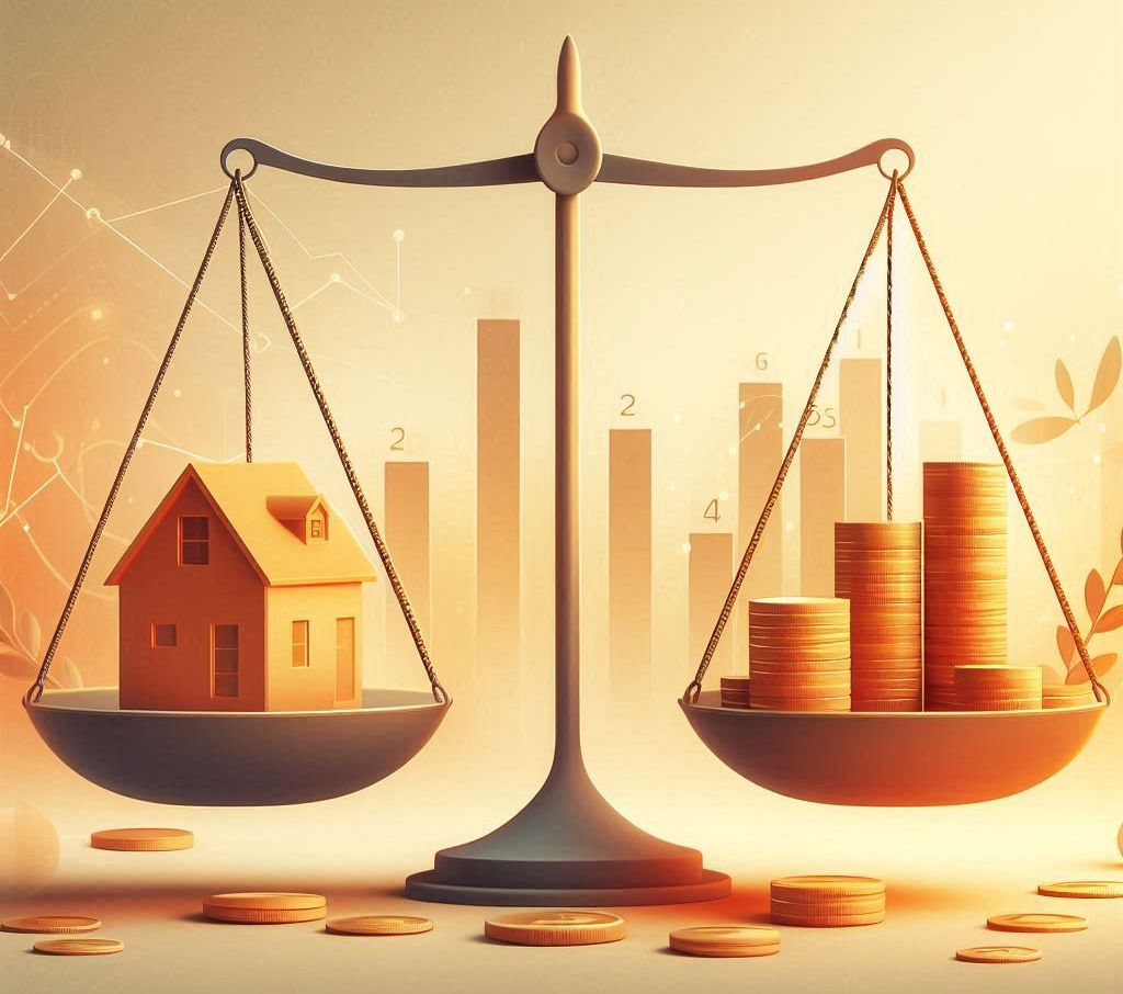 Ilustração conceitual sobre estabilidade no mercado imobiliário.