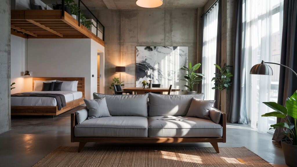 Ambiente interno de um Loft moderno e sofisticado.