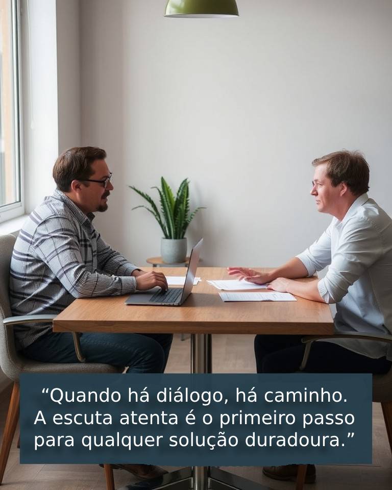 Comunicação aberta entre proprietário e inquilino para resolver um conflito.