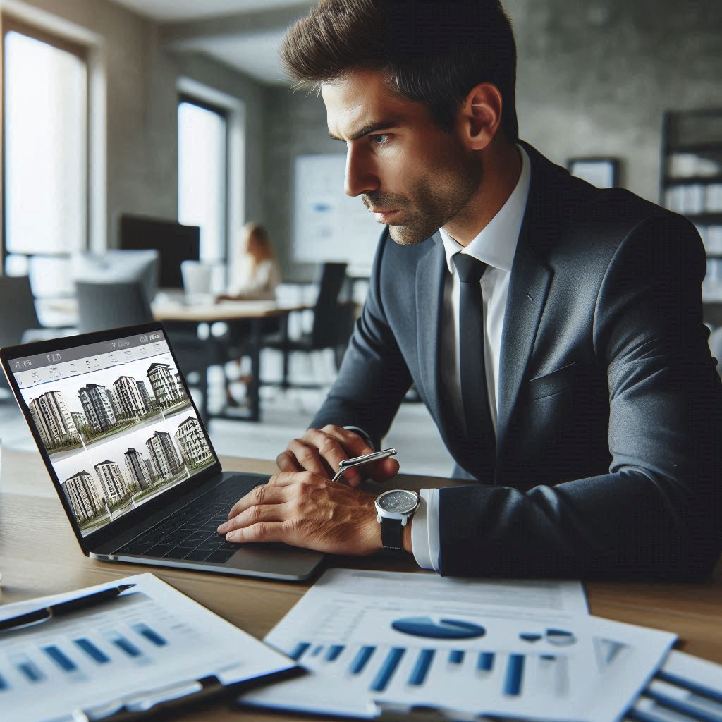 Investidor analisando opções de imóveis compactos para investimento.