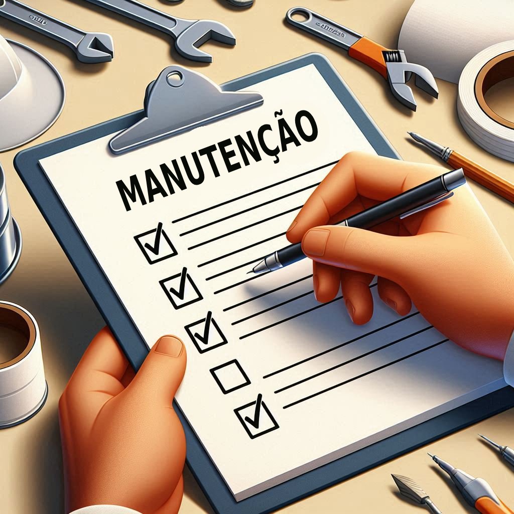 Checklist de manutenção preventiva sendo preenchido