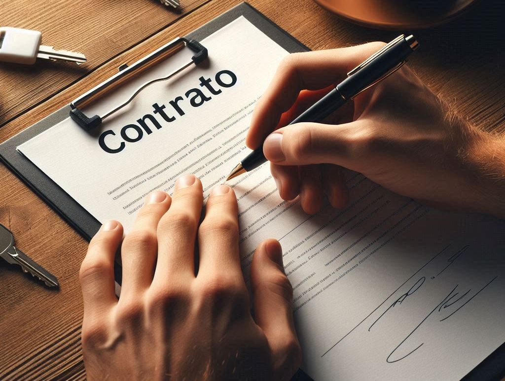 Pessoa assinando contrato de locação de imóvel