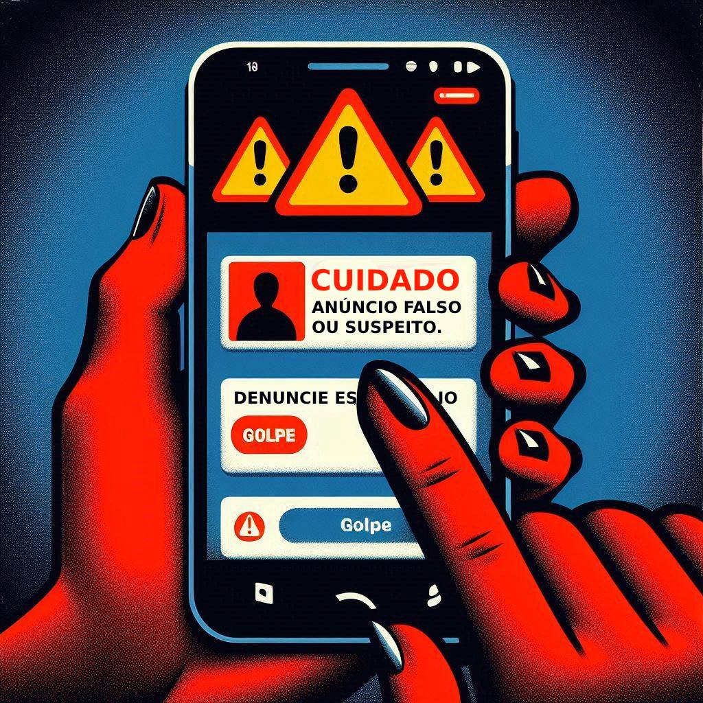 Alerta sobre fraudes em anúncios de imóveis nas redes sociais.