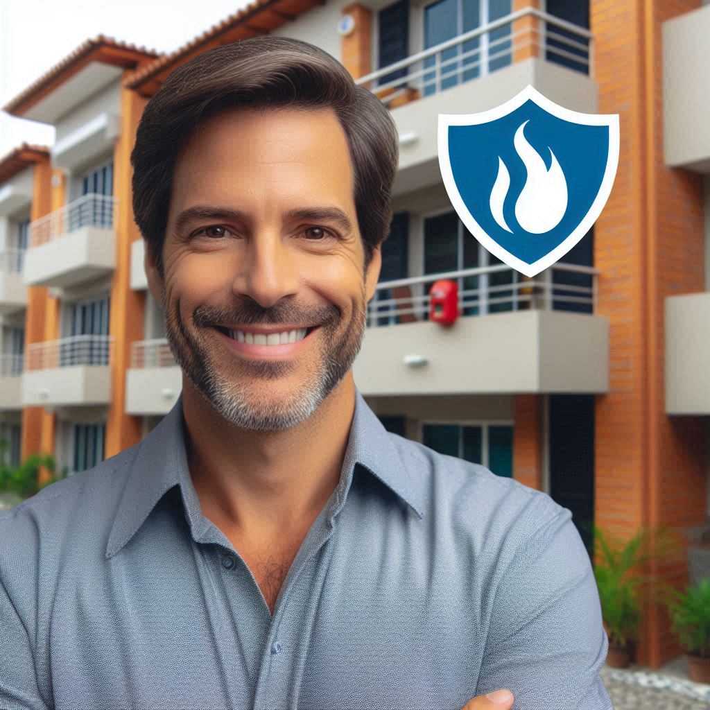 Proprietário confiante diante de seu imóvel protegido