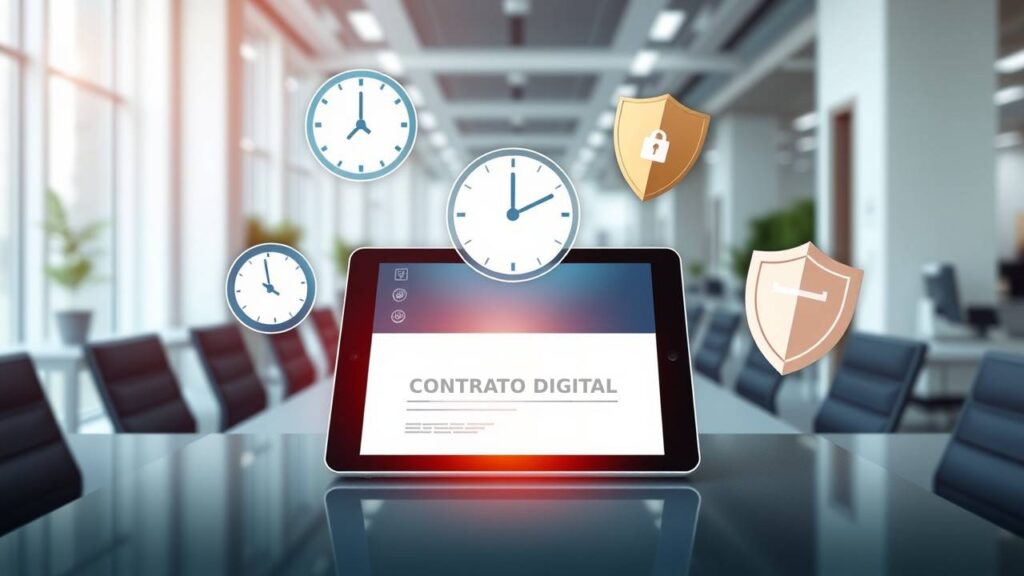 Vantagens do contrato digital, como agilidade, economia e segurança.