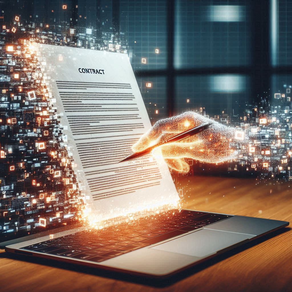 Digitalização de contratos tradicionais para formato eletrônico.