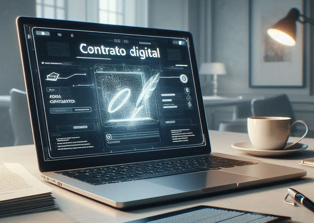 Imagem destacada sobre contrato de aluguel digital com assinatura eletrônica