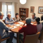 Síndico e moradores em reunião sobre regras de locação.