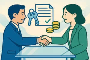 Arte conceitual sobre transparência e confiança na relação locatícia