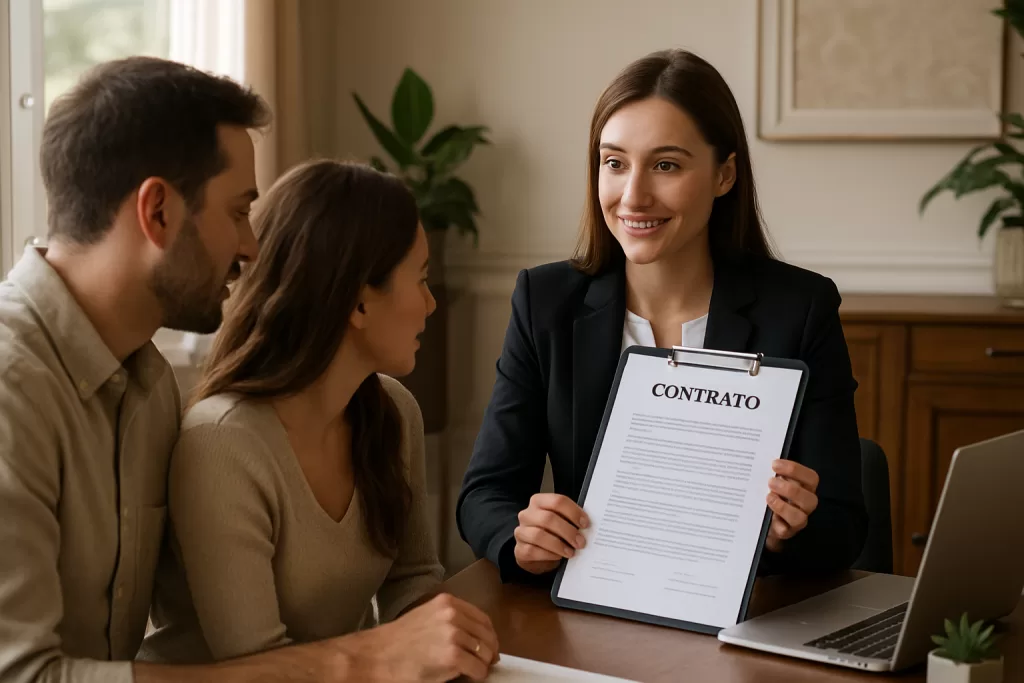 Negociação de aluguel com auxílio de uma imobiliária especializada