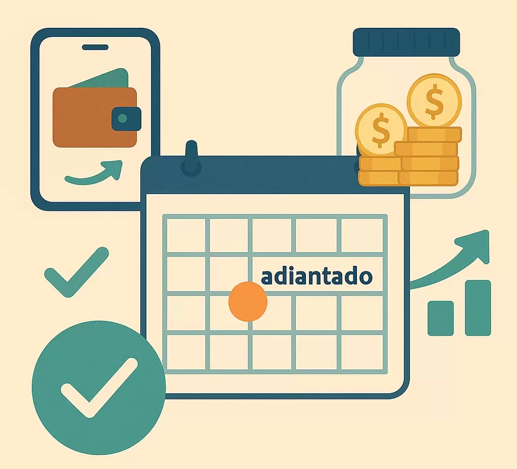 Calendário com data de aluguel marcada como "adiantado"