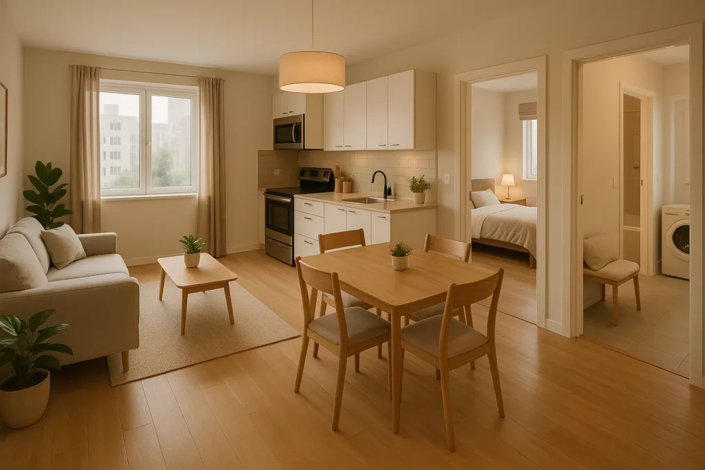 Ambiente interno de moradia ampla, moderna e funcional, ideal para prestação de serviços residenciais.