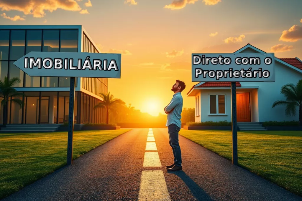 Pessoa em dúvida entre alugar com imobiliária ou direto com o proprietário