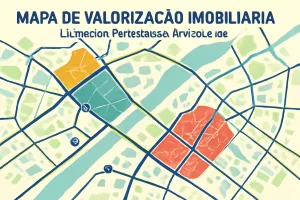 Mapa interativo destacando regiões em valorização imobiliária no Brasil