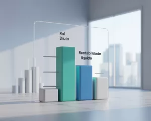 Gráfico comparativo entre ROI bruto e rentabilidade líquida de imóveis