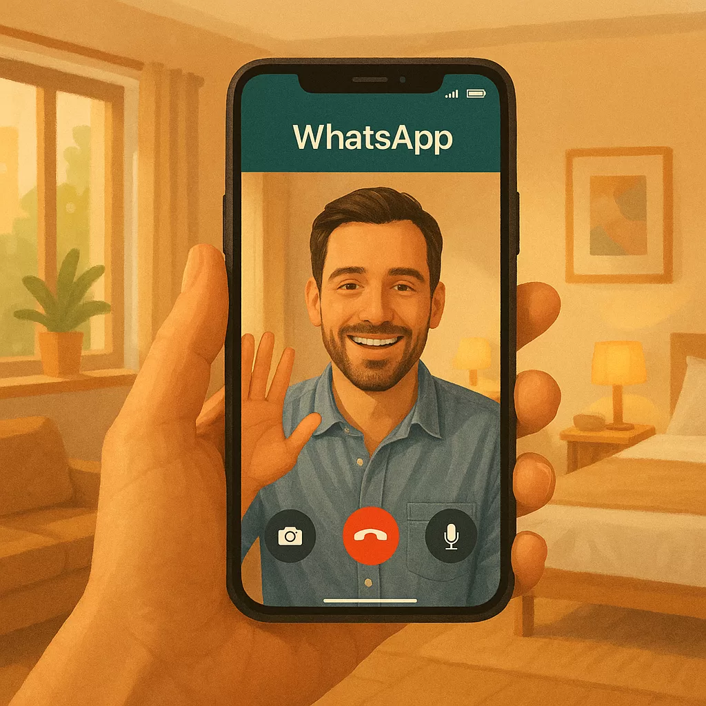 Anfitrião do Airbnb usando interfone virtual para check-in de hóspede 