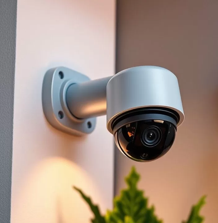 Sistema moderno de câmeras e alarme instalado em imóvel residencial