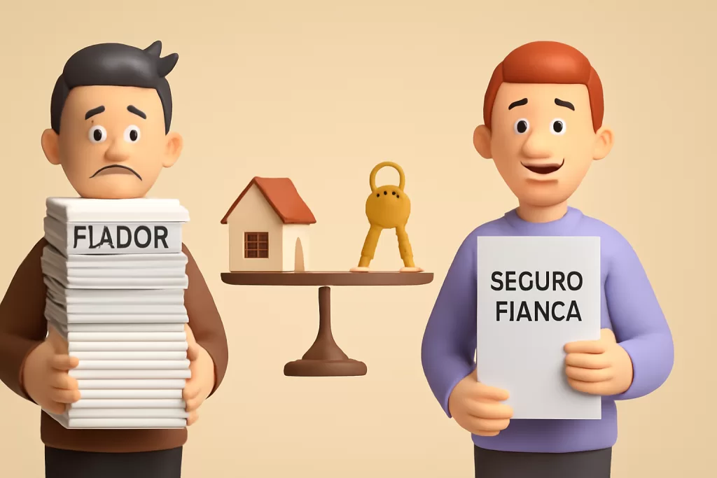 Comparação entre exigência de fiador e opção de seguro-fiança.