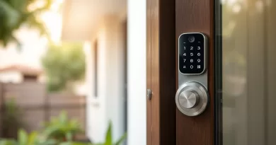 Porta com fechadura tetra em foco, simbolizando segurança em imóvel alugado