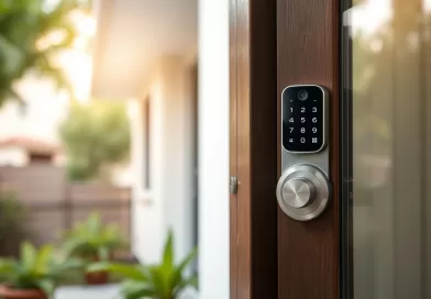 Porta com fechadura tetra em foco, simbolizando segurança em imóvel alugado