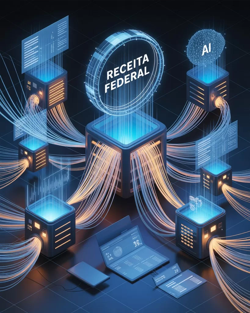 Fiscalização digital e uso de inteligência artificial pela Receita Federal para identificar rendas não declaradas.