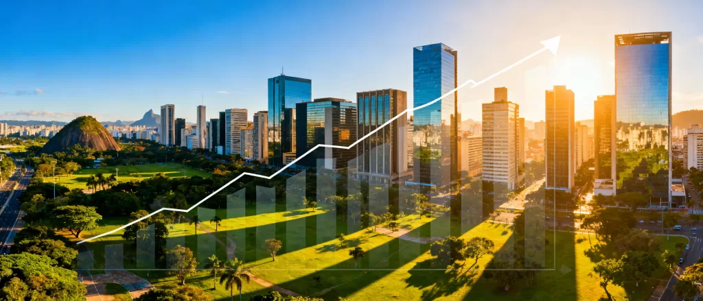 Representação inspiradora do futuro do mercado imobiliário pós-reforma tributária.
