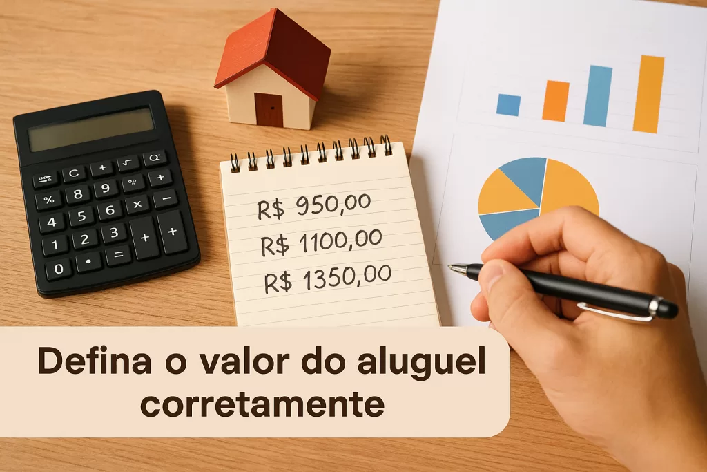 Desenho ilustrativo de cálculo de aluguel e análise de mercado