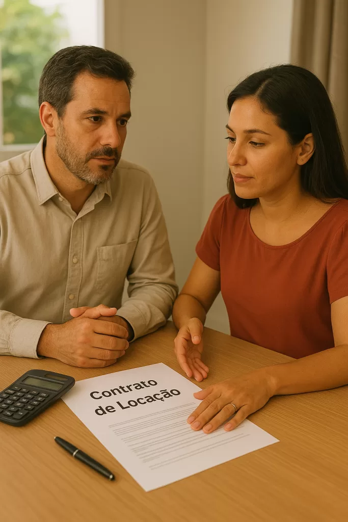 Discussão entre locador e locatário sobre reajuste e contrato de aluguel