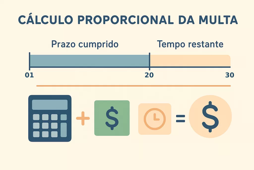 Ilustração explicativa do cálculo proporcional da multa de aluguel