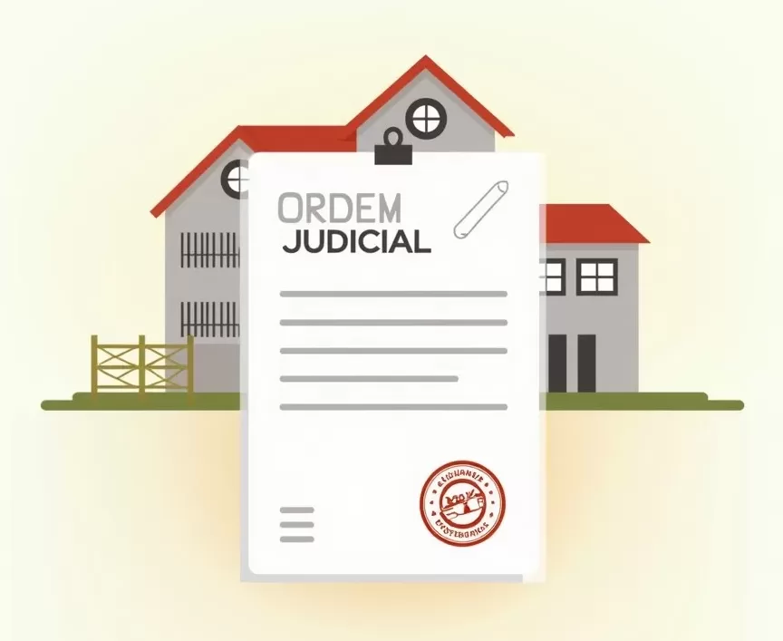 Ilustração explicativa sobre despejo somente com ordem judicial no Brasil.